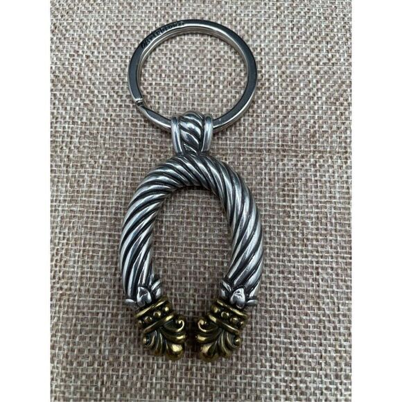 Vintage Brighton Horseshoe Keychain Silver and Gold Unisex Equestrian Style - Picture 3 of 4